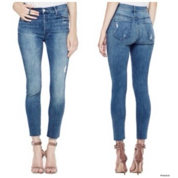 MOTHER The Stunner Ankle Fray Jeans in Graffiti girl wash  Size 24 - Picture 1 of 12